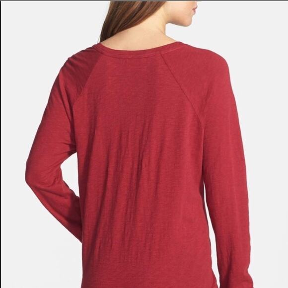 Two By Vince Camuto blouse semi sheer red plaid crew side zip holiday size M - Picture 3 of 10